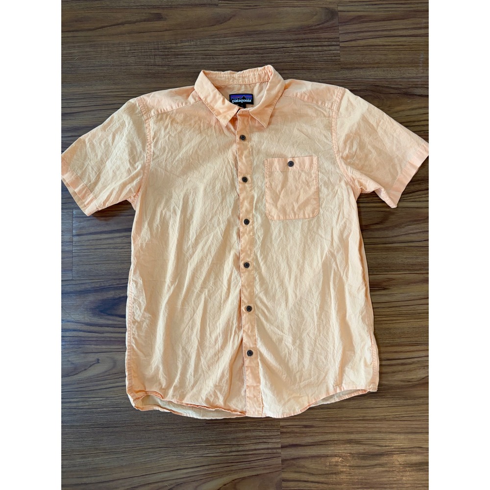 Patagonia Mens Bluffside short sleeve shirt organic cotton coconut buttons large